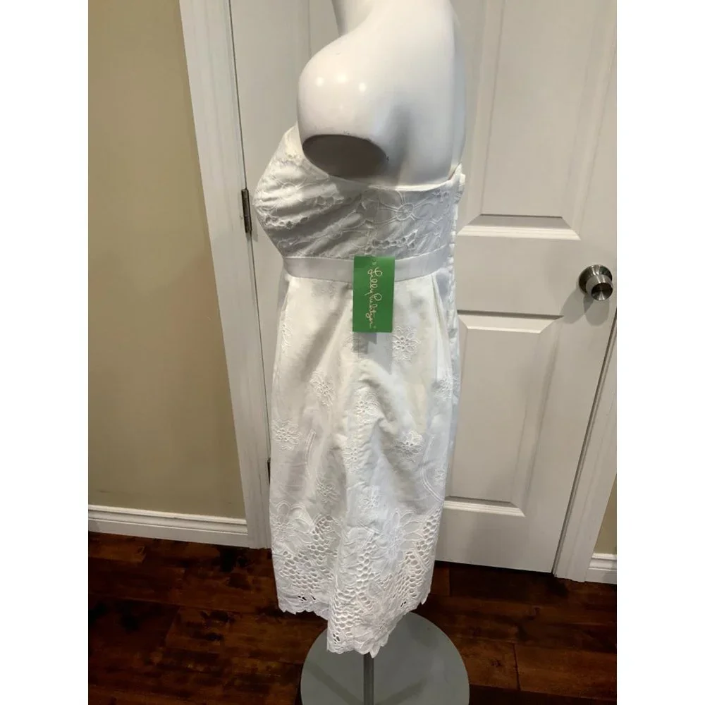 Lilly Pulitzer White "Betsey" Eyelet Strapless Mini Dress, Size 4, NWT! - Picture 5 of 8
